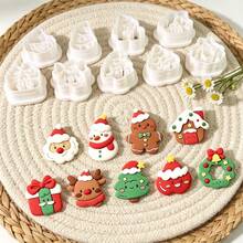 9Pcs Christmas Theme Polymer Clay Cutters Set Santa Snowman Gingerbread Man House Wreath Clay Molds DIY Earring Pendant Jewelry Craft Supplies - 9pcs - View 5
