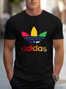 Men's Pure Cotton Short-Sleeve T-Shirt Casual Summer Basic Comfortable Regular Fit Breathable Everyday Wear Round Neck Tee - 黑色 - 查看 1