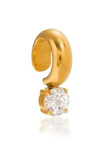 Uself 1pc Gold Chunky Stainless Steel Round Cubic Zirconia Clip-On Earrings, Non-Pierced Clip-On Ear Jewelry, Delicate Hole-Free Earring Accessories, Suitable For Women, Minimalist Statement Cartilage Earrings - Multi-color 4 - View 5