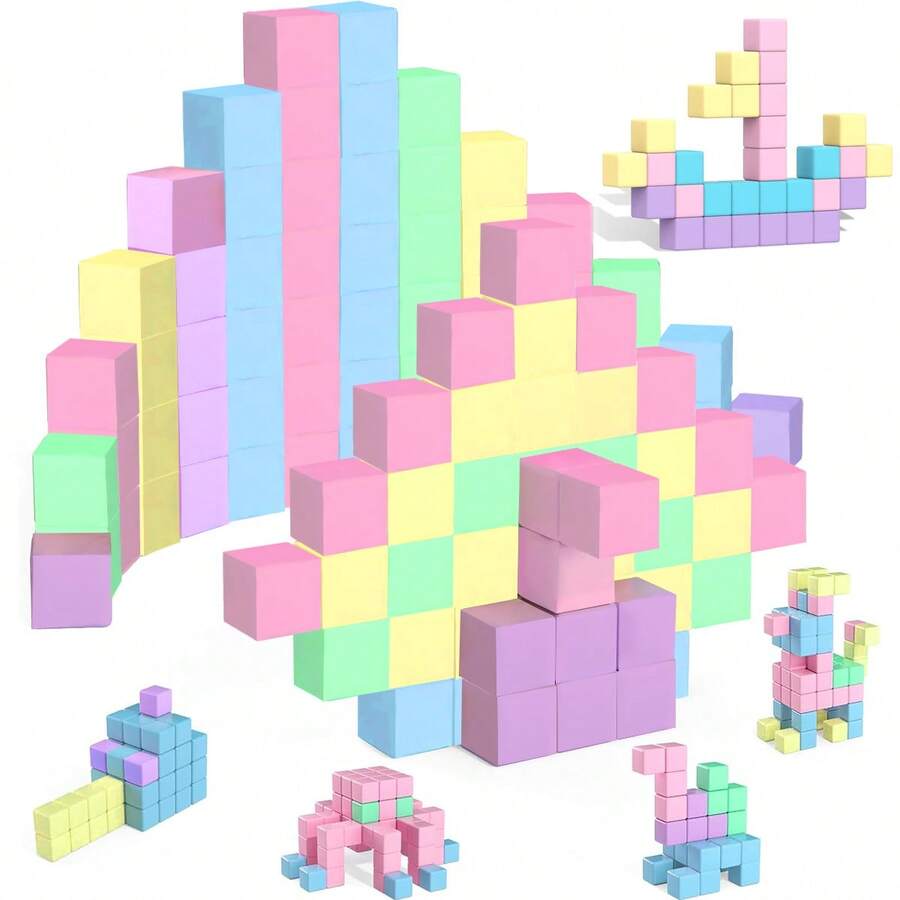 100pcs Travel Magnetic Building Blocks, Magnetic Construction Toy, STEM Learning Blocks Set, Macaron Theme, Parent-Child Interaction, Suitable As Back To School Gift, Birthday Gift, For 3 Years Old Boys And Girls - Multicolor - View 1