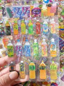 2/30pcs Japanese Retro Showa Style Snack Stickers, Cute Cartoon Glossy Face Stickers, Scrapbook Planner DIY Material Stickers - Multicolor - View 5