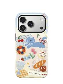 Koolife 1pc Cute Printed Phone Case, 2-In-1 Glossy Hard Shell, PC+TPU Material, Anti-Scratch Shockproof Protective Case, Compatible With IPhone 11, 12, 13, 14, 15, 16, 17/Pro/ProMax - Multi-color 2 - View 1