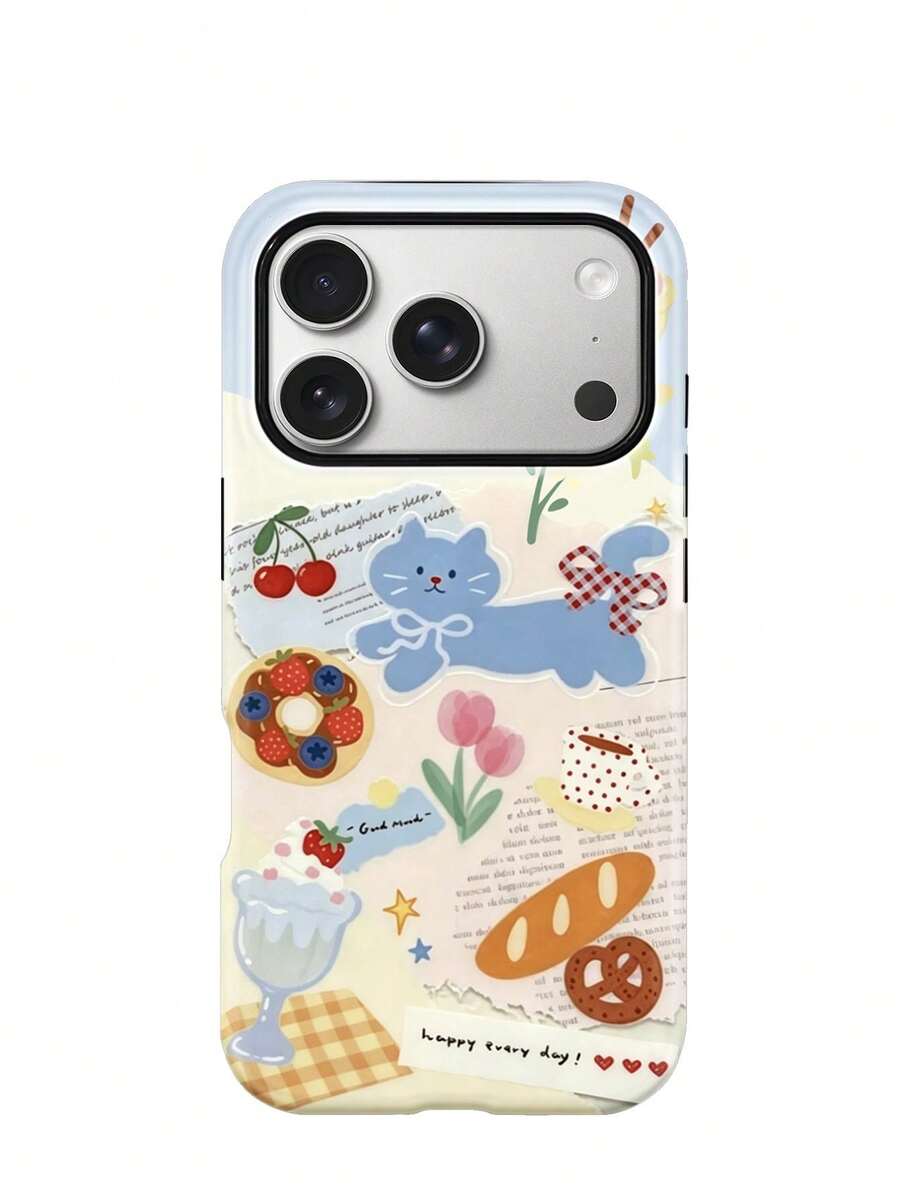 Koolife 1pc Cute Printed Phone Case, 2-In-1 Glossy Hard Shell, PC+TPU Material, Anti-Scratch Shockproof Protective Case, Compatible With IPhone 11, 12, 13, 14, 15, 16, 17/Pro/ProMax - Multi-color 2 - View 1