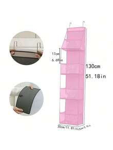 Bathroom Door Hanging Storage Bag, Multi-Purpose Door Back Organizer, Compartment Storage, Foldable Home Storage Bag, Wall-Mounted Multi-Layer Transparent Visible Storage Bag - Multicolor - View 16