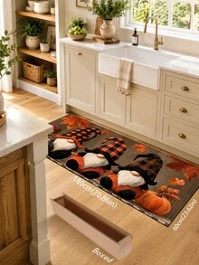 1pc Gnome Pattern Kitchen Mat, Autumn Country Farmhouse Style, Anti-Slip And Wear-Resistant Design, Suitable For Autumn, Thanksgiving, Harvest Celebration, Kitchen, Entryway And Home Decor - Multicolor - View 9
