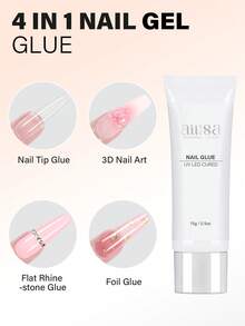 AILLSA 15g Solid Nail Glue, UV Cured Acrylic Nail Glue, Super Strong Adhesion, Suitable For Press-On Nails And Artificial Nails, Anti-Yellowing, No Curling, Comes With Sanding Block And Acrylic Stick - 15g - View 3