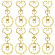 8pcs Heart-Shaped Keychain Rings, Alloy Spring Buckle With 8-Figure Rotating Hook, Suitable For Keychain Making, DIY Crafts, Wallet And Handbag Accessories, Perfect For Gift Making - 8 Heart-shaped Flat Circle - View 9