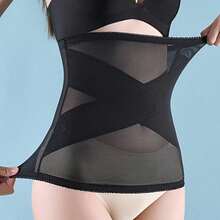Breathable Mesh Waist Shaping Belt, Daily Abdominal Support Waist Belt, Cross Strap Design - Multicolor - View 1
