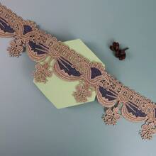1 Yard Dual-Color Water-Soluble Embroidered Lace Trim, 8CM Wide, Home Textile Fabric Soft Furnishing Curtain Edging Accessory - Multicolor - View 3