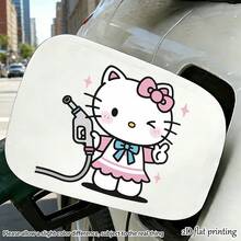 SANRIO 1pc 2D Flat Rhinestone Hello Kitty Fuel Tank Cap Sticker, Hello Kitty Holding Gas Pump, Car Decoration Sticker, Waterproof & Sun-Resistant, Sweet Style, Car Modification Sticker, Suitable For All Types Of Car Fuel Tank Caps, Great Gift For Family And Friends - A - View 7