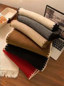 1pc Women's Knitted Scarf, New Winter Thick Woolen Scarf, Versatile Neck Warmer For Students, Couples, Office Workers, Suitable For Daily Commute Wear - Multicolor - View 7
