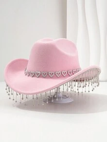 1 Piece Women's Crown Teardrop Tassel Western Cowboy Hat Travel Rhinestone Casual Party Festival Wedding Jazz Hat Suitable For Daily Wedding Party - Multicolor - View 22