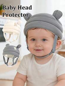 1pc Baby Anti-Collision Head Protection Hat, Cartoon Bear Ear Baby Head Cushioning Cap, Adjustable Chin Strap, Soft Thick Padded Design, Suitable For Baby Crawling, Standing, Walking, Indoor Play And Daily Activities, Lightweight Comfortable Infant Toddler Learning To Walk Supplies, Unisex For Baby Boys And Girls - Multicolor - View 2