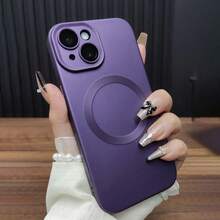 Metallic Paint Full Coverage Lens Film Magnetic Shockproof Phone Case, Cute Shock-Absorbing Camera Lens Protective Cover, Soft Ultra-Thin Protective Case, Compatible With IPhone 18 17 16 15 14 13 Pro Max 18 Pro Max 11 Phone Case, Various Holiday Gifts - Purple - View 5