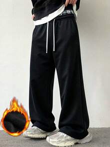 New Men's Casual Long Pants Drawstring Minimalist Design Dual Side Pockets Portable Storage Sports Style - Grey - View 3
