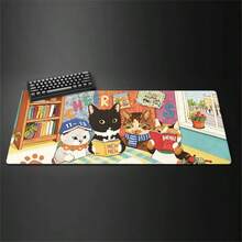 Cute Cat Large Desk Mat, Comfortable Reading Cat Design, Extended Gaming Mouse Pad, Aesthetic Colorful Desk Mat, Non-Slip Rubber Bottom, Waterproof Keyboard & Laptop Pad, Office & Home Decor, Gift For Cat Lovers ﻿ - View 9