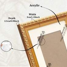 2 Packs Ornate Gold Picture Frame With Mat 4*6 Inch Vintage Gold Photo Frames For Wall Gallery & Desk Elegant Antique Home Decor - Gold - View 5