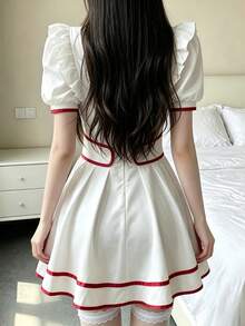 1PC Pure Cute Sweetheart Nurse Maid Uniform Lolita Cosplay Costume, Suitable For Cosplay Role Play, Holiday Party Performance, Valentine's Day, Date, Daily Wear - White - View 6