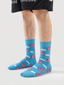 1/5/10 Pairs Men's Mid-Calf Socks, Car Pattern Versatile Unisex Sports Style Long Socks, Fun Socks, Crazy Happy Socks - Multicolor - View 13