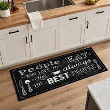 1pc Black & White English Slogan Table Mat, Vintage Cafe Blackboard Style, Quick-Drying Absorbent Material, Handwritten Letters & Tableware Print Design, Non-Slip Surface Protector, Suitable For All Seasons, Daily Kitchen, Coffee Corner, Tableware Draining & Home Decor - Multicolor - View 10