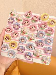 10/20/30pcs Random Girls Floral Cartoon High Elastic Hair Ties, Sweet Cute Daily School Outing Hair Accessories - Multicolor - View 7