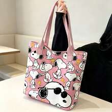 1件裝 Snoopy 卡通圖案多功能大容量托特包，適合購物、校園活動、旅行收納，可斜背，亦可作為生日、情人節禮物、派對小禮與學校用品 - 粉色 - 查看 1