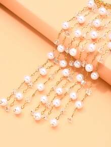 outingfit 1pc Ins Viral Tassel Ear Hook Earrings, High-End Rhinestone Earrings Without Piercing, Fairy Style Accessory - Gold - View 5