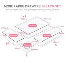 1/3/5pcs PP Transparent Plastic Drawer Storage Boxes, 4 Sizes Multi-Functional Bathroom Vanity Organizer Tray, Non-Slip Storage Box, Suitable For Cosmetics, Jewelry, Bedroom, Kitchen Utensils And Office Supplies - View 11