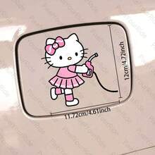 SANRIO 1pc 2D Flat Rhinestone Hello Kitty Fuel Tank Cap Sticker, Hello Kitty Holding Gas Pump, Car Decoration Sticker, Waterproof & Sun-Resistant, Sweet Style, Car Modification Sticker, Suitable For All Types Of Car Fuel Tank Caps, Great Gift For Family And Friends - A - View 16