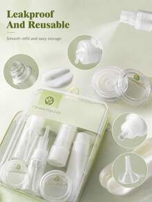 1 Set/10 piezas Juego de botellas recargables para viaje, juego de contenedores de cosméticos a prueba de fugas con bolsa de almacenamiento, botella rociadora, tubo exprimible, tarro de crema, botella de loción mini, embudo, raspador, caja de almacenamiento de artículos de tocador portátil, adecuado para champú, loción, cuidado de la piel, cosméticos, uso de viaje - Multicolor - Ver 5