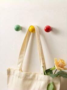 2pcs Ceramic Ball Magnetic Hooks, Transparent Hooks, Colorful Ceramic Strong Magnetic Hooks, Dopamine Style Home Decor, Refrigerator Magnets, Suitable For Living Room Or Entryway Wall, No Drilling Installation - Multicolor - View 4