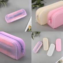 Tempat Pensil Silikon Bertekstur Glitter Persegi Panjang Warna Solid Kreatif untuk Pelajar, Kapasitas Besar, Penyimpanan Alat Tulis Kantor & Sekolah - Beraneka warna - View 10