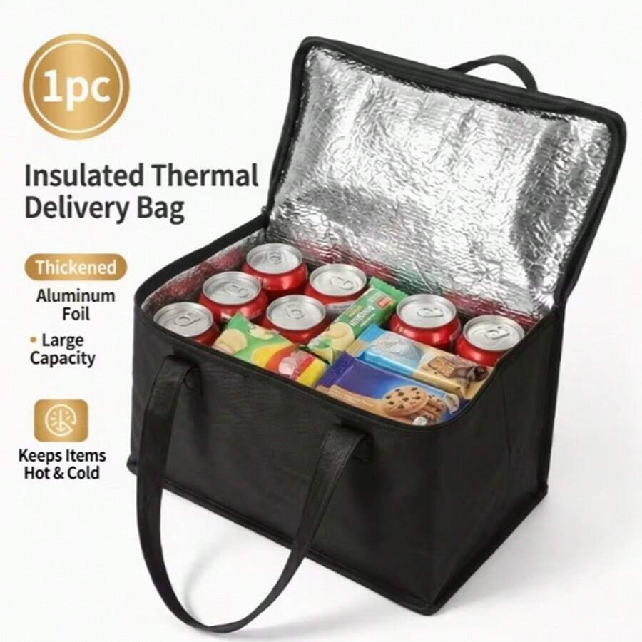 Insulated Cooler Bag, Suitable For Drinks And Lunch--Portable Design, Keeps Food And Drinks Fresh And Cold All Day, Non-Food Contact Material, Suitable For Summer Picnic, Camping, Beach - Black - View 1