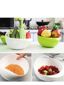 1pc Kitchen Multi-Function Rice Washing Strainer, Household Plastic Rice Sieve, Vegetable And Fruit Washing Basket, Thickened Anti-Drop Rice Basin, Fine Mesh Quick Drainage, Kitchen Cleaning Grains And Vegetables, Practical Kitchen Utensil For Home Cooking Storage And Cleaning - Drain Basket - View 5
