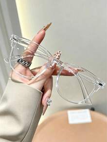1 Pair/3 Pairs Unisex Fashion Glasses, Rivet Transparent Rimless Glasses, Suitable For Computer Reading, Gaming, Watching TV Or Using Phone - Transparent - View 3