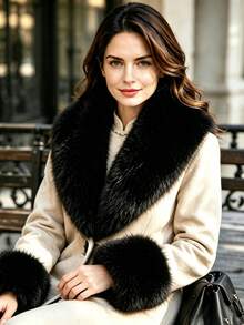 Light Luxury Fox Fur Collar & Cuff Set, Fluffy Warm Faux Fur Trim - Multicolor - View 7