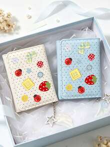 Cute Polka Dot 3-Fold Wallet With Button Decor & Star Wing Charm,Cute Ladybug Portable Coin Purse,Compact Women's Short Purse,Daily Card Organizer - Multicolor - View 3
