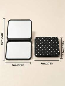 New Polka Dot Print Portable Square Makeup Mirror, Double-Sided Square Makeup Mirror, Women's Foldable Makeup Mirror, Compact Minimalist Makeup Mirror, Mini Makeup Mirror Suitable For Wallet And Travel - Multicolor - View 5