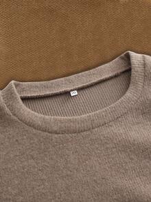 Sweater Rajut Lembut Leher Bulat Motif "Autumn Pumpkin Coffee" Terbaru untuk Wanita Ukuran Plus Musim Gugur/Dingin, Dapat Dicuci dengan Mesin - Khaki - View 6