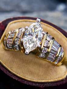 1pc Romantic Cubic Zirconia Ring, Women's Style, Suitable For Wedding, Engagement, Anniversary, Party, Valentine's Day And Other Occasions. - 1# - View 3
