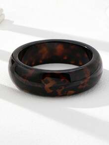 1pc Of Oversized Leopard Print Coarse Resin Bangle, Tortoiseshell Acrylic Bangle, Wide Hammer Patterned Metal Bangle Set, Ladies Can Fold The Bangle - Multicolor - View 4