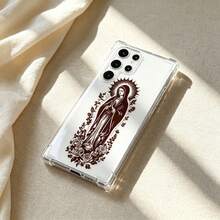 1PC Vintage Religious Prayer Figure Print, TPU Transparent Soft Shell Anti-Drop Protective Case, Four-Corner Anti-Drop Design, Suitable For Galaxy S25/S26 Plus/S24/S23/S22/S21/A55/A56/A16 And More. Perfect For Personal Use Or As A Gift. - Multicolor - View 2