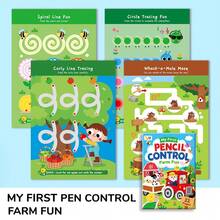 Farm Theme Toddler Pencil Control Workbook, Preschool Handwriting Tracing Book, Early Learning Drawing & Coloring Practice Book, Birthday Gift, Halloween, Christmas - Multicolor - View 6