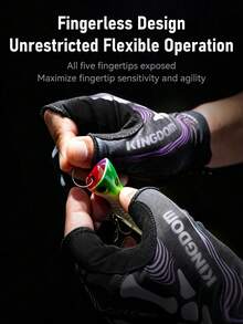 KINGDOM Ice Silk Fingerless Fishing Gloves Breathable Lightweight Anti-Slip Microfiber Palm Gloves With Extended Wrist Cuff Flexible Fingerless Design Snap Button Closure For Lure Fishing Anglers Outdoor Sports - Multicolor - View 7