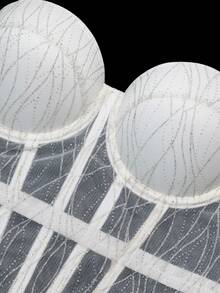 White Summer Sequin Sheer Mesh Fitted Bustier Camisole, Boned Support Adjustable Strap Cropped Top, Suitable For Party, Nightclub, Wedding And Daily Wear - White - View 4
