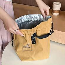 Tas Bekal Bento Gaya Jepang, Tas Bekal Terisolasi dengan Penutup Tali Serut, Permukaan Tidak Bersentuhan dengan Makanan untuk Penyimpanan Makanan - MultiWarna - View 11