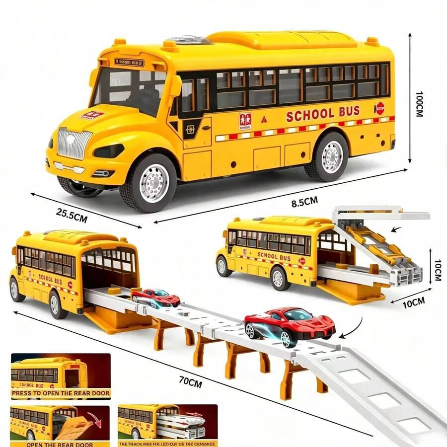 Flexible Track School Bus, A Foldable Educational Toy Car Model That Can Be Unfolded By Pressing, Interactive Toy, Inertia-Driven Without Batteries, Random Accessories, Perfect Colors, Holiday Gift(Random Style And Color Of The Car) - Multicolor - View 1