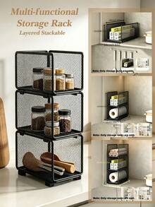 Multifunctional Kitchen Storage Rack, Stackable Mesh Layered Organizer ...