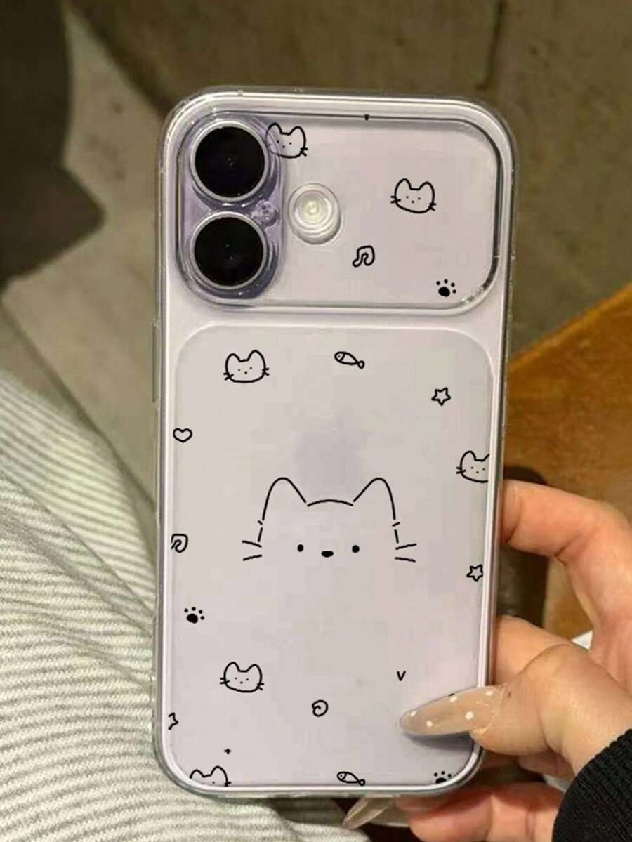 Minimalist Line Cat Transparent Phone Case, Air Cushion Shockproof Protective Shell, Raised Camera Protection, Compatible With Apple 17Pro Max/17Pro/17/16Plus/16Pro Max/15/15Pro/15Pro Max/14/14Plus/15Plus/13/13Pro/13Pro Max/12/12Pro Max/Air/11/11Pro Max, Soft Shell - Clear - View 1
