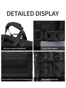 Ransel Motor Roll-Top Tahan Air dengan Anyaman MOLLE Taktis & Strip Reflektif Malam - Tas Komuter Bersepeda Multifungsi untuk Pemasangan Rak Belakang Skuter & Sepeda, Saku Depan Akses Cepat, Pegangan & Tali yang Dapat Diatur. - MultiWarna - View 10